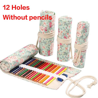 24/12/36/48/72 Τρύπα πολύχρωμη υφασμάτινη μολυβοθήκη Antique Aesthetics Stationery Cosmetic Pencil Storage Bag Stationery Box 050045