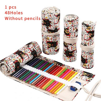 24/12/36/48/72 Τρύπα πολύχρωμη υφασμάτινη μολυβοθήκη Antique Aesthetics Stationery Cosmetic Pencil Storage Bag Stationery Box 050045