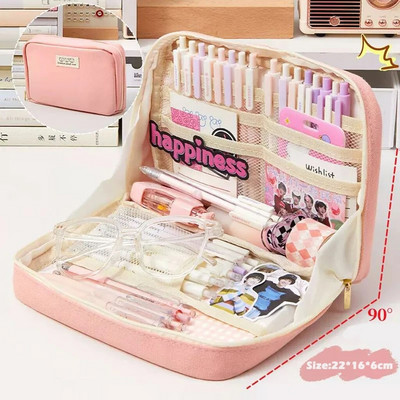 Сладки калъфи за моливи Голям капацитет Kawaii чанта Кутия за чанта за момичета Завръщане в училище Пособия Японски корейски офис канцеларски материали
