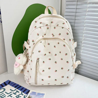 Broderie personalizată Nume Rucsac Floral Rucsac Kawaii de școală pentru fete, Rucsac ocazional pentru femei Rucsac rucsac Genți de mână