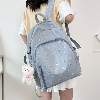 Broderie personalizată Nume Rucsac Floral Rucsac Kawaii de școală pentru fete, Rucsac ocazional pentru femei Rucsac rucsac Genți de mână