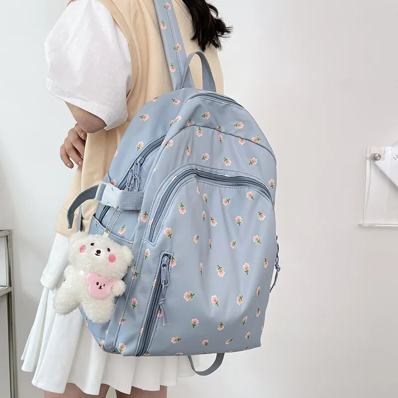 Personalizēts izšuvums Nosaukums ziedu mugursoma School Kawaii mugursoma meitenēm, ikdienas dienassoma sieviešu mugursomas mugursoma rokassomas