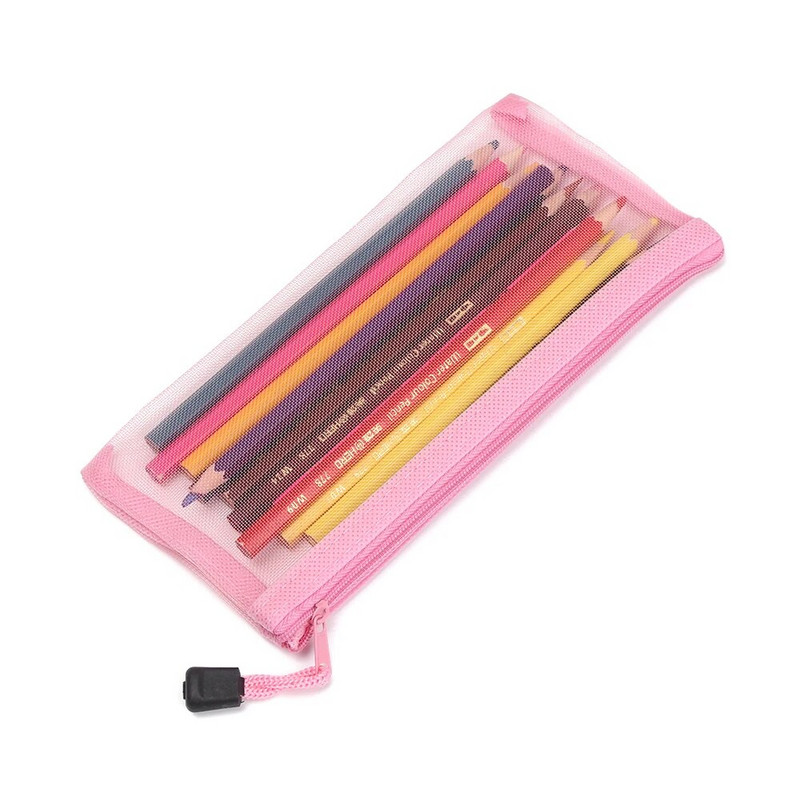 Uus lihtne läbipaistvast võrgust kosmeetikatoodete säilituskott, läbipaistev tõmblukuga pliiatsiümbris Nailonist meigikott Kaasaskantav reisi-tualett-tarvete käekott