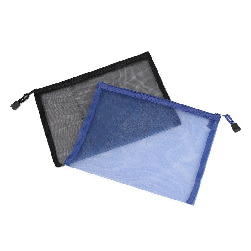 Uus lihtne läbipaistvast võrgust kosmeetikatoodete säilituskott, läbipaistev tõmblukuga pliiatsiümbris Nailonist meigikott Kaasaskantav reisi-tualett-tarvete käekott