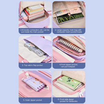 Японска гимназиална раница за момичета Ученически чанти за тийнейджърки Раница с множество джобове Kawaii Дамска сладка чанта за книги Mochila
