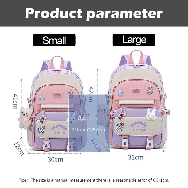 Japanski srednjoškolski ruksak Školske torbe za tinejdžerice Kawaii ruksak s više džepova Ženska slatka torba za knjige Mochila