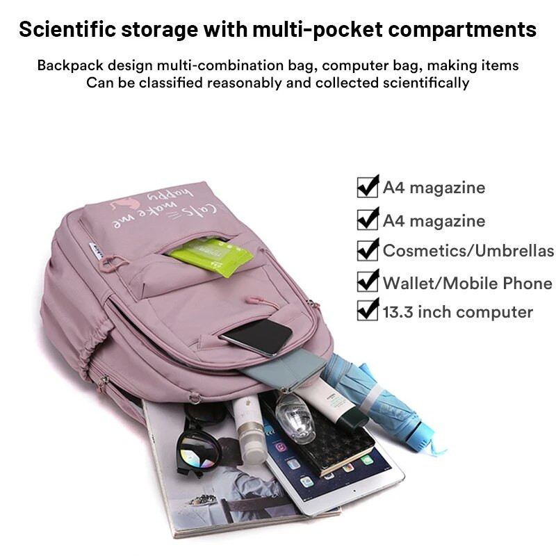 Σακίδιο πλάτης Kawaii για κορίτσια Σχολικές τσάντες Φορητότητα Αδιάβροχο Teens College Student Μεγάλη τσάντα ταξιδιού για κορίτσια Mochilas Escolares