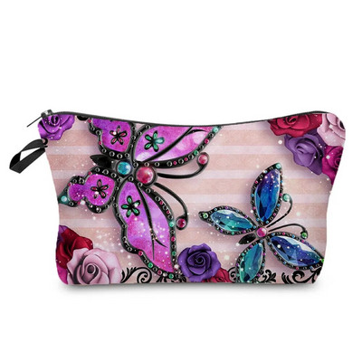 Red Retro Fashion Organizer Kosmētikas maisiņi Drukāšanai Butterfly Piano Ūdensizturīgs kosmētikas maisiņš Hot Sale Rāvējslēdzēja tualetes piederumu zīmuļu futrāļi