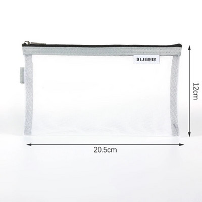 Vienkāršs caurspīdīgs sietveida zīmuļu futrālis Biroja studentu penāļi Skolas piederumu pildspalvu kastītei