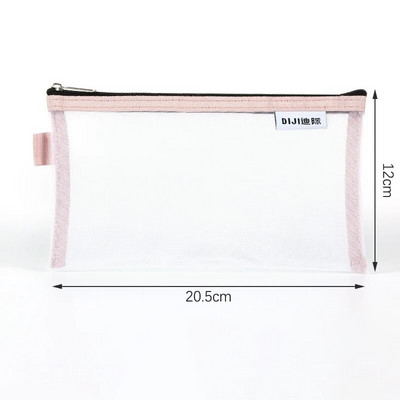 Vienkāršs caurspīdīgs sietveida zīmuļu futrālis Biroja studentu penāļi Skolas piederumu pildspalvu kastītei