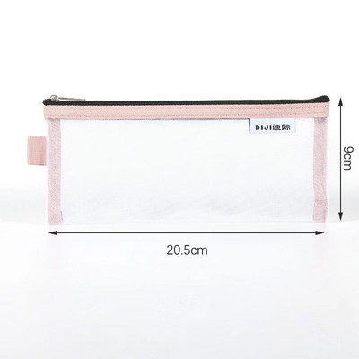 Vienkāršs caurspīdīgs sietveida zīmuļu futrālis Biroja studentu penāļi Skolas piederumu pildspalvu kastītei