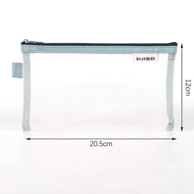 Vienkāršs caurspīdīgs sietveida zīmuļu futrālis Biroja studentu penāļi Skolas piederumu pildspalvu kastītei