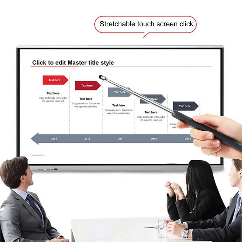 Teleskopinė žymeklio lazdelė, didelio jautrumo rankinė rodyklė su metaliniu ištraukiamu žymekliu jutiklinio ekrano rašiklio rašiklio biuras