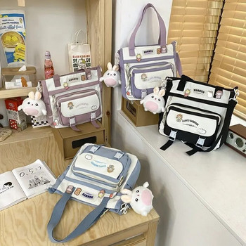 Учебни чанти Студентски платнени чанти за студентско обучение и класна стая мода Корейска версия Чанта през тялото
