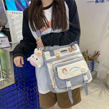 Учебни чанти Студентски платнени чанти за студентско обучение и класна стая мода Корейска версия Чанта през тялото