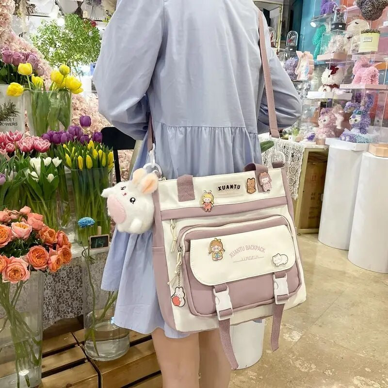 Apmācības somas Sieviešu koledžas studentu audekla rokassomas universitātes pilsētiņas mācībām un klases modes korejiešu versija Crossbody soma