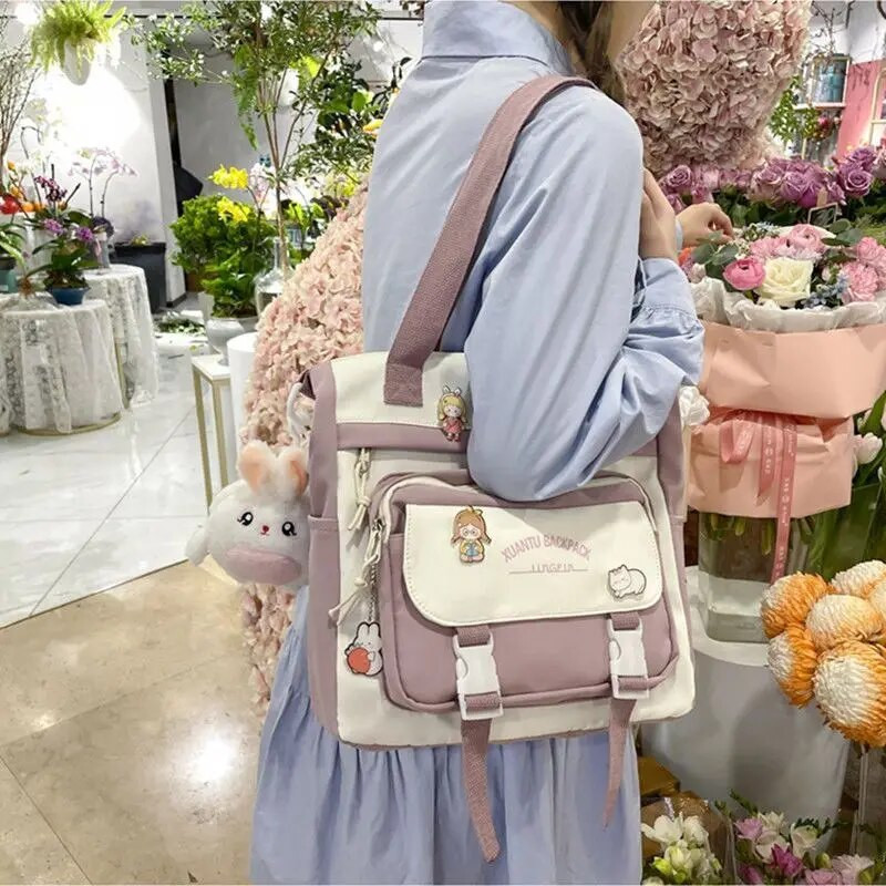 Apmācības somas Sieviešu koledžas studentu audekla rokassomas universitātes pilsētiņas mācībām un klases modes korejiešu versija Crossbody soma