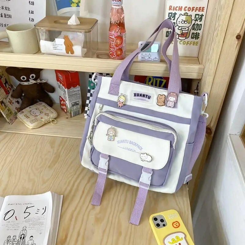 Apmācības somas Sieviešu koledžas studentu audekla rokassomas universitātes pilsētiņas mācībām un klases modes korejiešu versija Crossbody soma