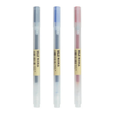 1/3 gab./komplekts Kawaii MUJIs gēla pildspalva melna/sarkana/zila 0,38 mm 0,5 mm tinte Japānas krāsu pildspalva Office School lodīšu pildspalva japāņu kancelejas preces