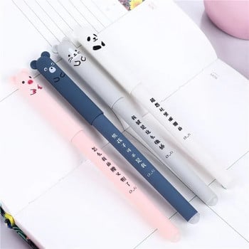 4 τεμ./Σετ Kawaii Pig Bear Cat Mouse Erasable Gel Pen School Προμήθειες Γραφείου Χαρτικά Δώρο 0,35mm μπλε μαύρο μελάνι