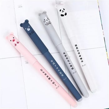 4 τεμ./Σετ Kawaii Pig Bear Cat Mouse Erasable Gel Pen School Προμήθειες Γραφείου Χαρτικά Δώρο 0,35mm μπλε μαύρο μελάνι