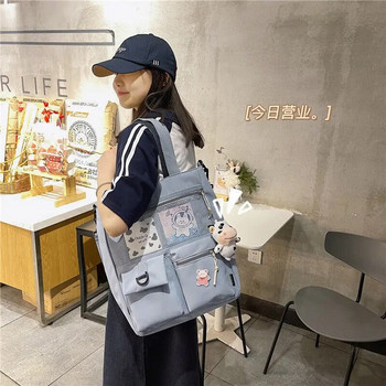Платнена чанта за студентки, чанта за гримове в клас, голяма чанта, чанта за книги, Harajuku през рамо, голям капацитет.