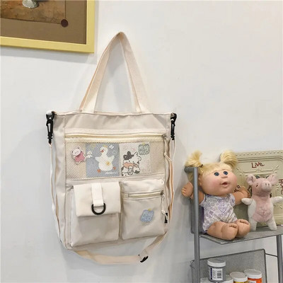 Geantă de pânză pentru studente, geantă de machiaj la clasă, geantă tote, geantă cu carte, umăr Harajuku, capacitate mare.