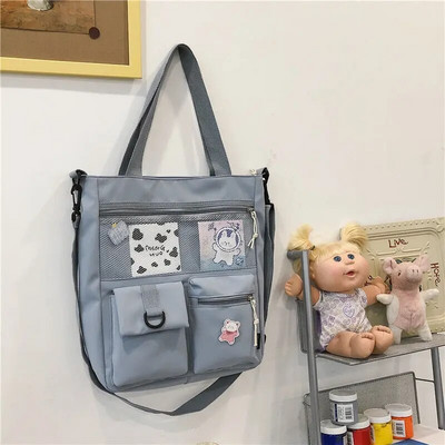 Geantă de pânză pentru studente, geantă de machiaj la clasă, geantă tote, geantă cu carte, umăr Harajuku, capacitate mare.