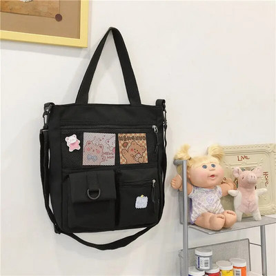 Geantă de pânză pentru studente, geantă de machiaj la clasă, geantă tote, geantă cu carte, umăr Harajuku, capacitate mare.