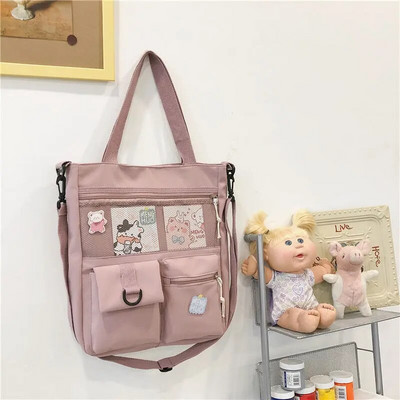 Geantă de pânză pentru studente, geantă de machiaj la clasă, geantă tote, geantă cu carte, umăr Harajuku, capacitate mare.