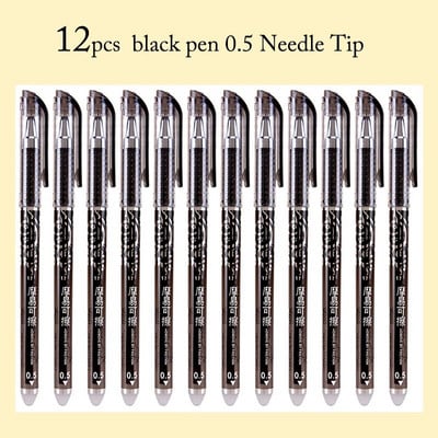 12 gab. Izdzēšama gēla pildspalva zila melna sarkana tinte 0,5 0,38 mm mazgājams rokturis lodīšu pildspalvas adatas uzgaļa skolēns skices rakstīšanai