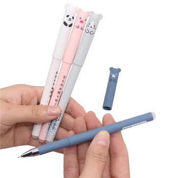 4 τμχ Cartoon Animals Erasable Pen 0,35mm Cute Panda Cat Magic Pens Στυλό τζελ για σχολική γραφή Πρωτοτυπία χαρτικά δώρα για κορίτσια