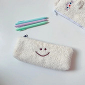 Χαριτωμένο χαμογελαστό κέντημα βελούδινο μολυβοθήκη Kawaii Stationery Απλή τσάντα μολυβιού Τσάντα πουγκί Σχολικά προμήθειες Παιδικό δώρο για παιδιά