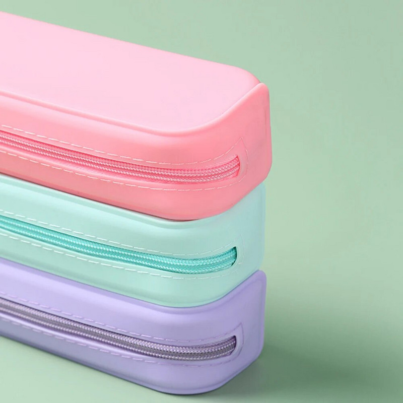 Μολυβοθήκη σιλικόνης Αδιάβροχη μονόχρωμη θήκη για στυλό Μαλακό κουτί γραφικής ύλης μεγάλης χωρητικότητας Πολύχρωμο εκπαιδευτικό υλικό