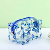 Caurspīdīga kosmētikas soma Mode caurspīdīga ceļojumu pārnēsājama mini mazgāšanas maisiņi zemeņu ziedu apdrukai sieviešu kosmētikas soma ar rāvējslēdzēju