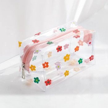 Διαφανής Τσάντα Μακιγιάζ Μόδα Διαφανής Ταξιδιωτική Φορητά Τσάντες Αποθήκευσης Mini Wash Γυναικεία καλλυντική τσάντα με φερμουάρ φράουλα