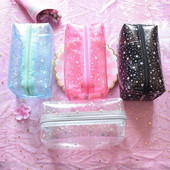 Veekindlad läbipaistvad kosmeetikakotid Armsad sädelevad hoiukotike meigikorjandid läbipaistvad PVC ilukotid lukuga tualett-tarvete kotid