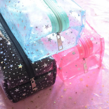 Водоустойчиви прозрачни козметични чанти Симпатична блестяща торбичка за съхранение Органайзер за грим Прозрачен PVC калъф за красота С цип Тоалетни чанти