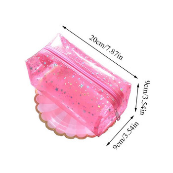 Αδιάβροχες διαφανείς τσάντες καλλυντικών Cute Glitter Θήκη αποθήκευσης Organizer μακιγιάζ Clear PVC Beauty Case με φερμουάρ Τσάντες καλλωπισμού