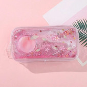 Läbipaistev kiirliivaga pliiatsikas multikas armas avokaado virsik suure mahutavusega kirjatarbed kaasaskantavad koolitarbed Kawaii tüdrukutele