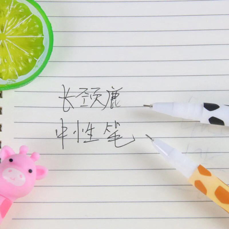 1 buc. stilou cu gel de desene animate drăguț 0,5 mm stilou Kawaii leu girafă negru pentru semnătură pentru fete, cadouri, stilou cu cerneală, rechizite de papetărie școlară