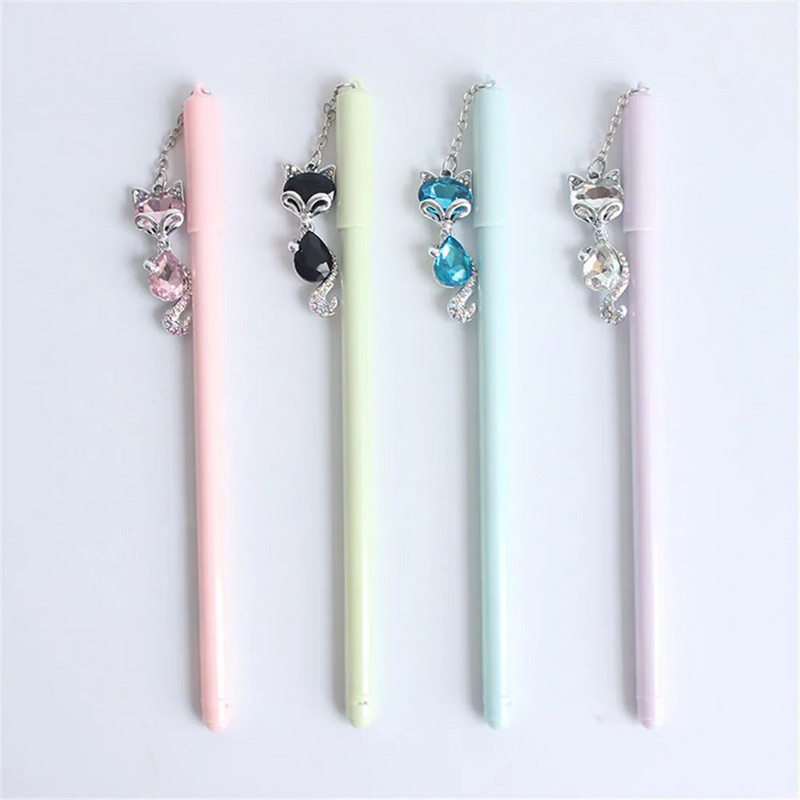 Γελοιογραφία Fox Pendant Gel Στυλό Kawaii Stationery Παιδικά Δώρα 0,5 χιλιοστών Signature Στυλό Σχολικό Γραφείο Γραφής