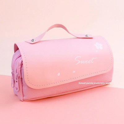 3D Kawaii zīmuļu futrālis Donut 3 slāņu pildspalvas maisiņš Cute Bear Ūdensizturīgs Ādas Estētiskais organizators Skolas piederumi Kancelejas piederumi