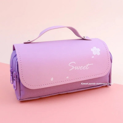 3D Kawaii zīmuļu futrālis Donut 3 slāņu pildspalvas maisiņš Cute Bear Ūdensizturīgs Ādas Estētiskais organizators Skolas piederumi Kancelejas piederumi