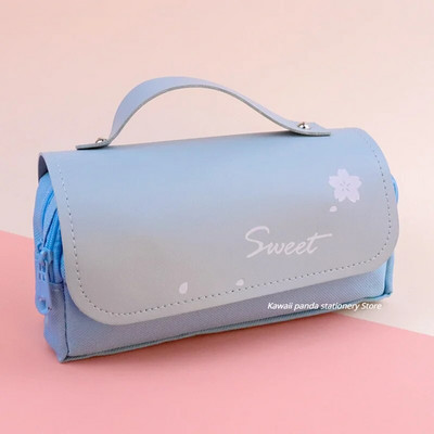 3D Kawaii zīmuļu futrālis Donut 3 slāņu pildspalvas maisiņš Cute Bear Ūdensizturīgs Ādas Estētiskais organizators Skolas piederumi Kancelejas piederumi