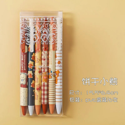 Zoecor 6Pc/Lot Kawaii gēla pildspalvu komplekts Cute lodīšu pildspalvas ручки 0,5mm melna tinte karikatūra skolas studentu kancelejas piederumi Caneta