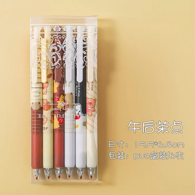 Zoecor 6Pc/Lot Kawaii gēla pildspalvu komplekts Cute lodīšu pildspalvas ручки 0,5mm melna tinte karikatūra skolas studentu kancelejas piederumi Caneta