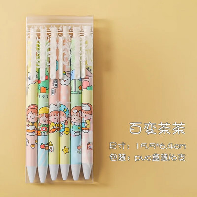 Zoecor 6Pc/Lot Kawaii gēla pildspalvu komplekts Cute lodīšu pildspalvas ручки 0,5mm melna tinte karikatūra skolas studentu kancelejas piederumi Caneta