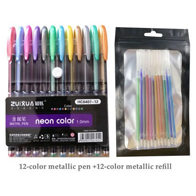 Színek Csillogó Vázlat Rajz Színes tolljelzők Gél toll készlet Utántöltő Rúd Rollerball Pasztell Neon Marker Irodai iskolai írószerek