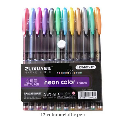 Színek Csillogó Vázlat Rajz Színes tolljelzők Gél toll készlet Utántöltő Rúd Rollerball Pasztell Neon Marker Irodai iskolai írószerek